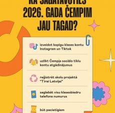 Draugi, vēl mazliet pacietības  Čē Čē Čempionāts 2026 jau ir pavisam tuvu.
 
Kamēr gaidi pieteikšanos, vari būt soli priekšā — piesaki savu skolu projektam @tirailatvijai un jau tagad krāj bonusa punktus.
 
Drīz starts. Sagatavojies laikus! 
 
#Čempis2026